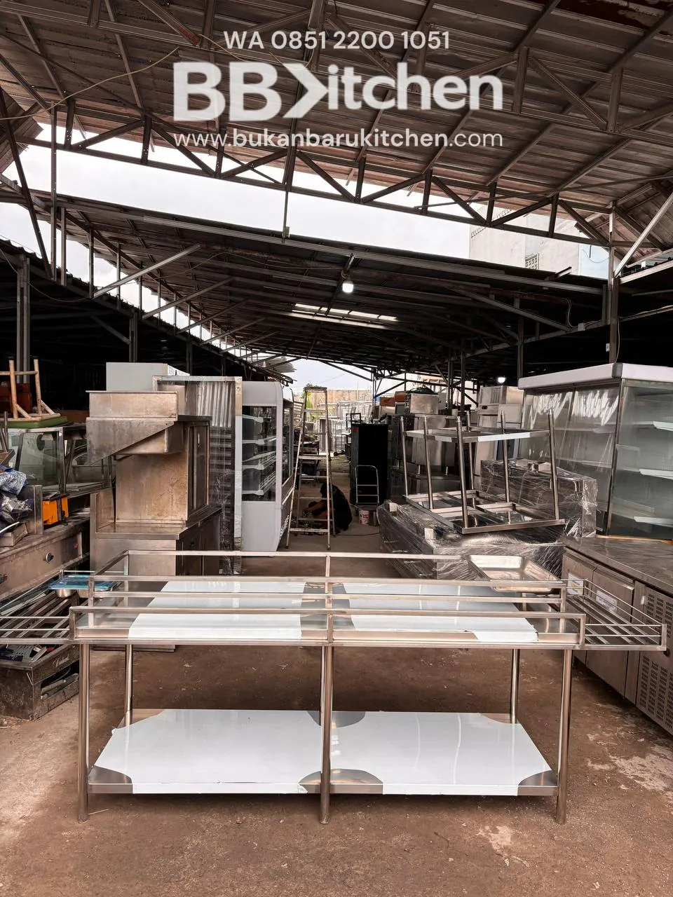 Meja Pemorsian Stainless Steel Ukuran 260x100x85+10 - Image 2