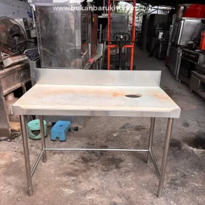 Meja Potong Stainless Steel dengan Lubang Sampah 120x60x85