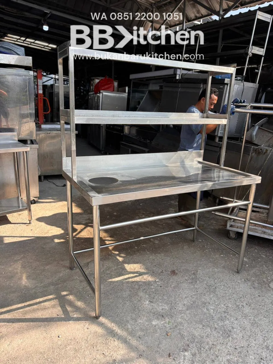 Meja Prepare 1 Susun dengan Upper Lubang Sampah 135x70x85 - Image 3