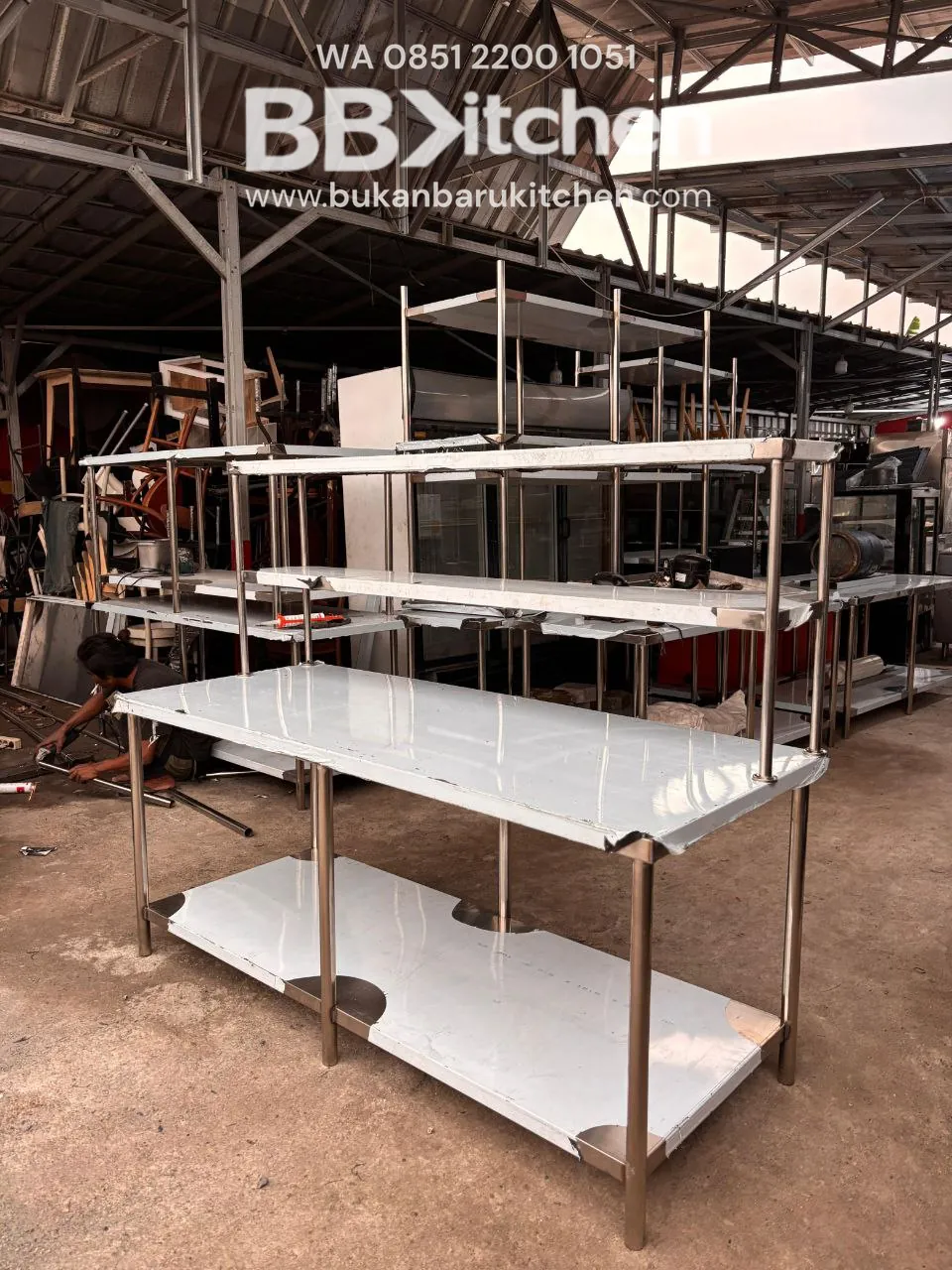 Meja Prepare 2 Susun Stainless 180x75x85 cm - Image 4