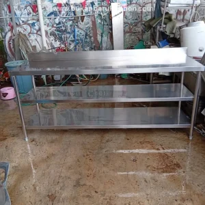 Meja Prepare 3 Susun Ukuran 200x60x85 untuk Dapur Profesional