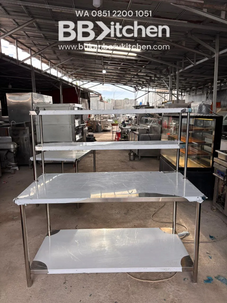 Meja Prepare Stainless Steel 2 Susun 150x75x85
