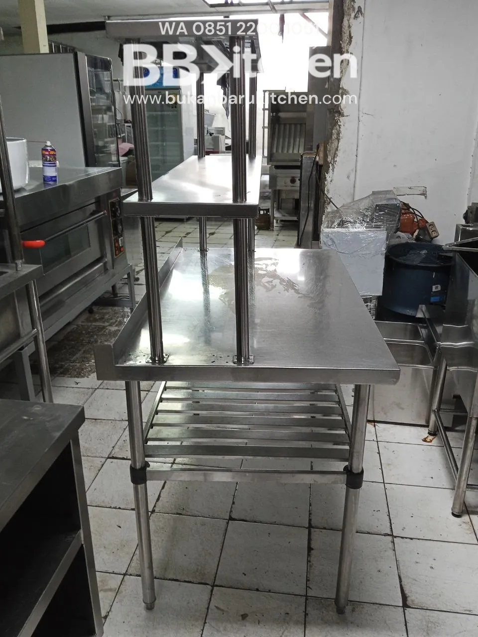 Meja Stainless 2 Susun dengan Upper 120x70x85 dan 120x30x75 - Image 4