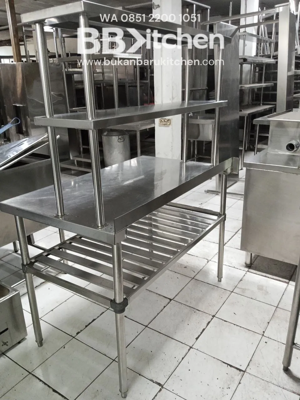Meja Stainless 2 Susun dengan Upper 120x70x85 dan 120x30x75 - Image 5