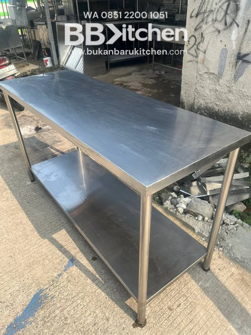 Meja Stainless 2 Susun Ukuran 155x55x85 untuk Dapur Komersial - Image 3