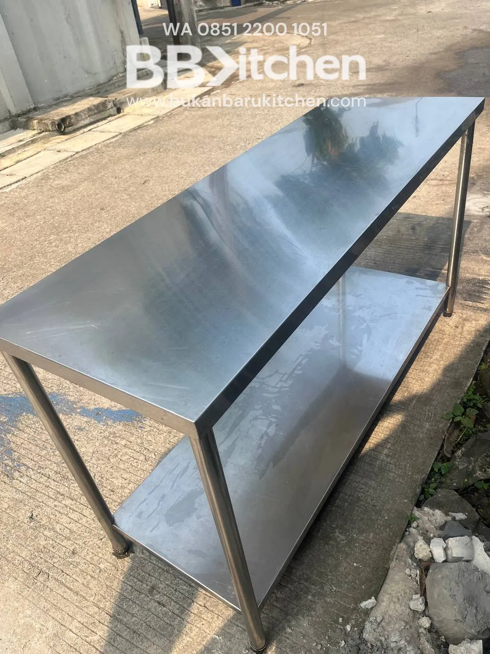 Meja Stainless 2 Susun Ukuran 155x55x85 untuk Dapur Komersial - Image 4