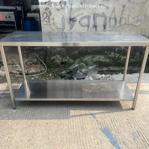 Meja Stainless 2 Susun Ukuran 155x55x85 untuk Dapur Komersial