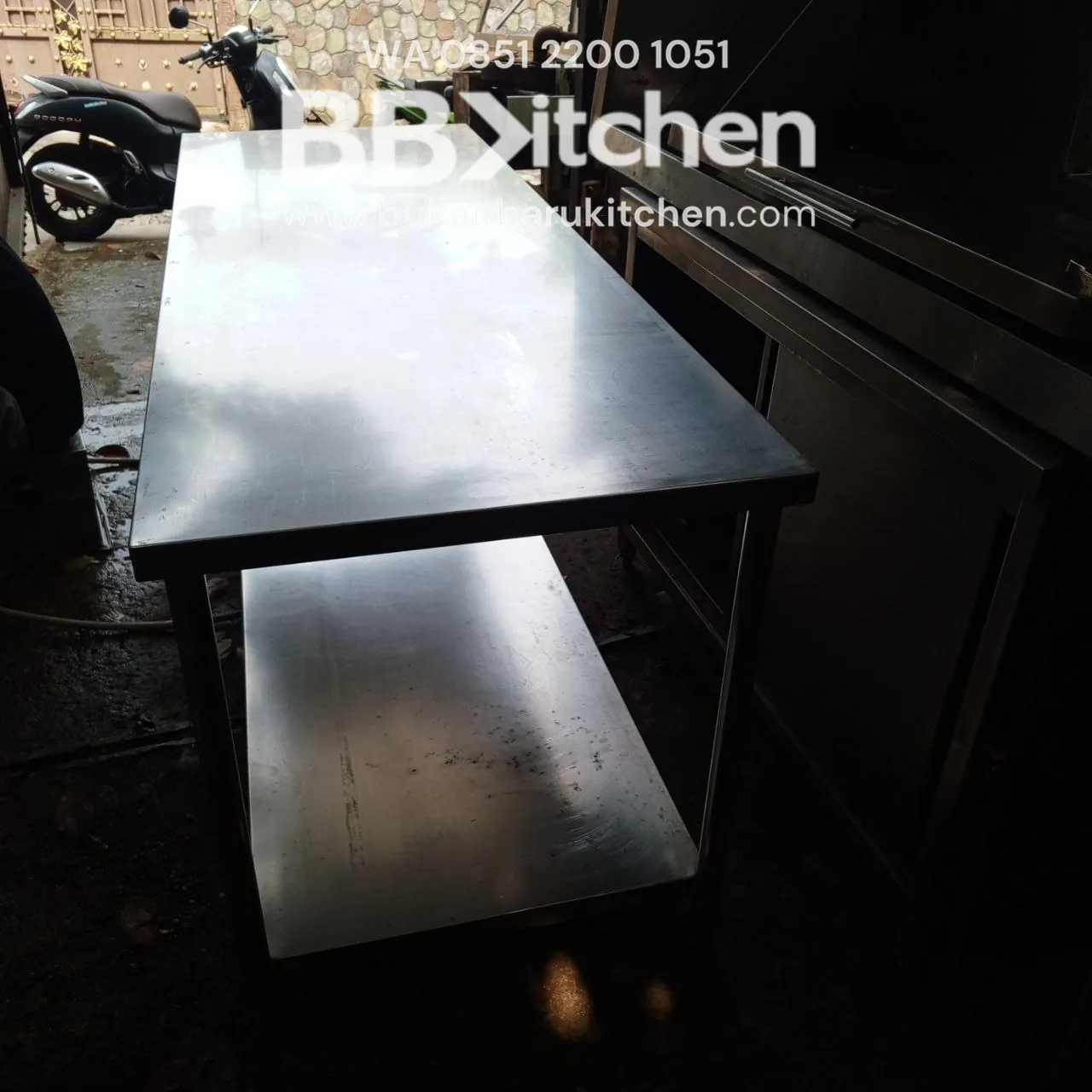 Meja Stainless 2 Susun Ukuran 200x70x80