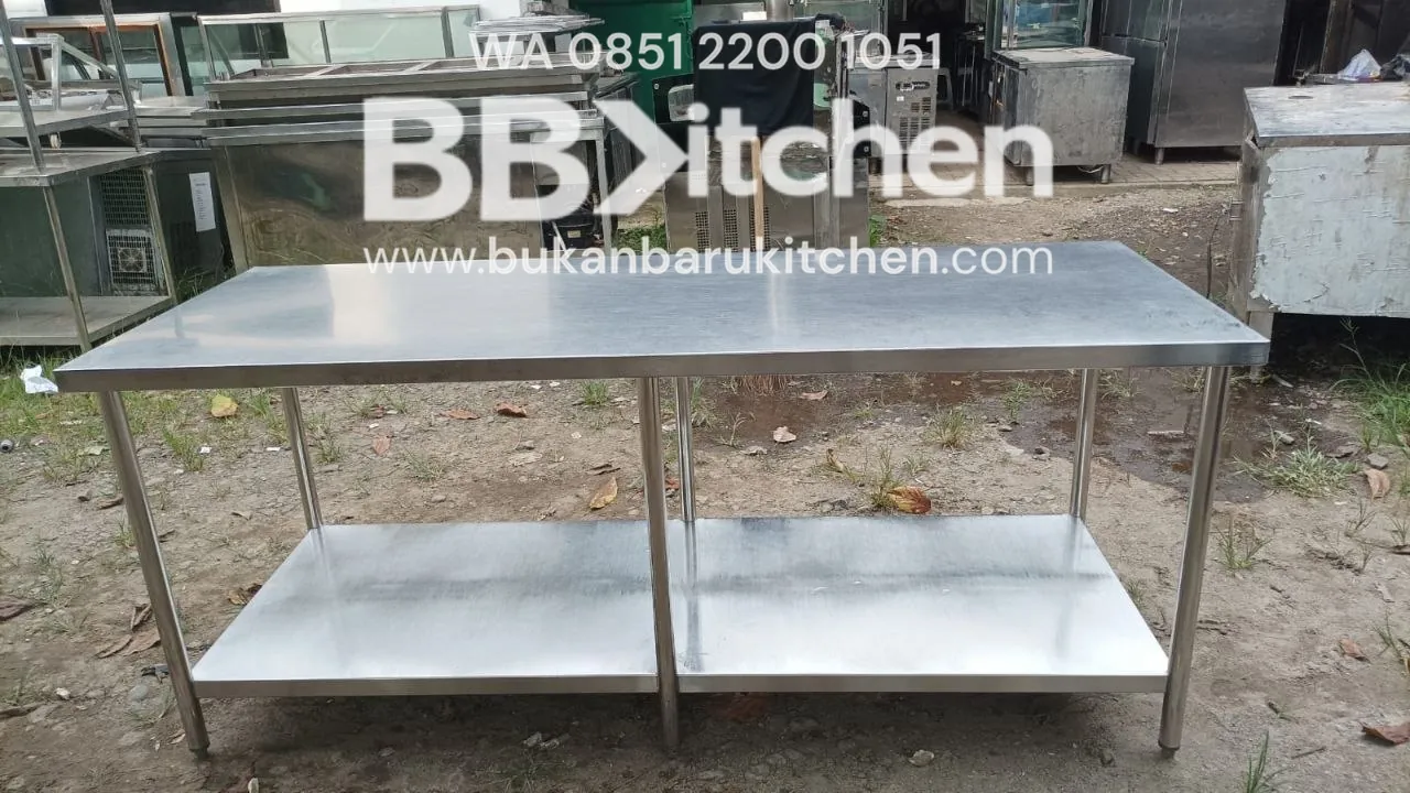 Meja Stainless 2 Susun Ukuran 200x75x85