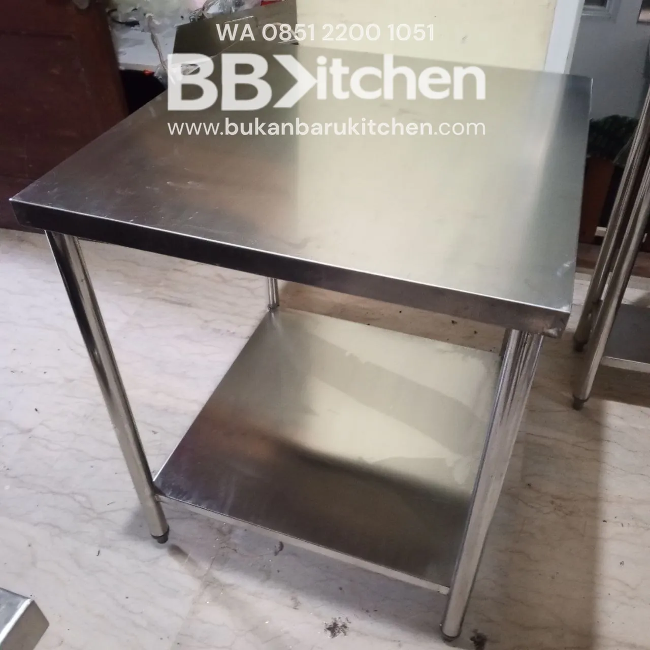 Meja Stainless 2 Susun Ukuran 70x70x85 - Image 2