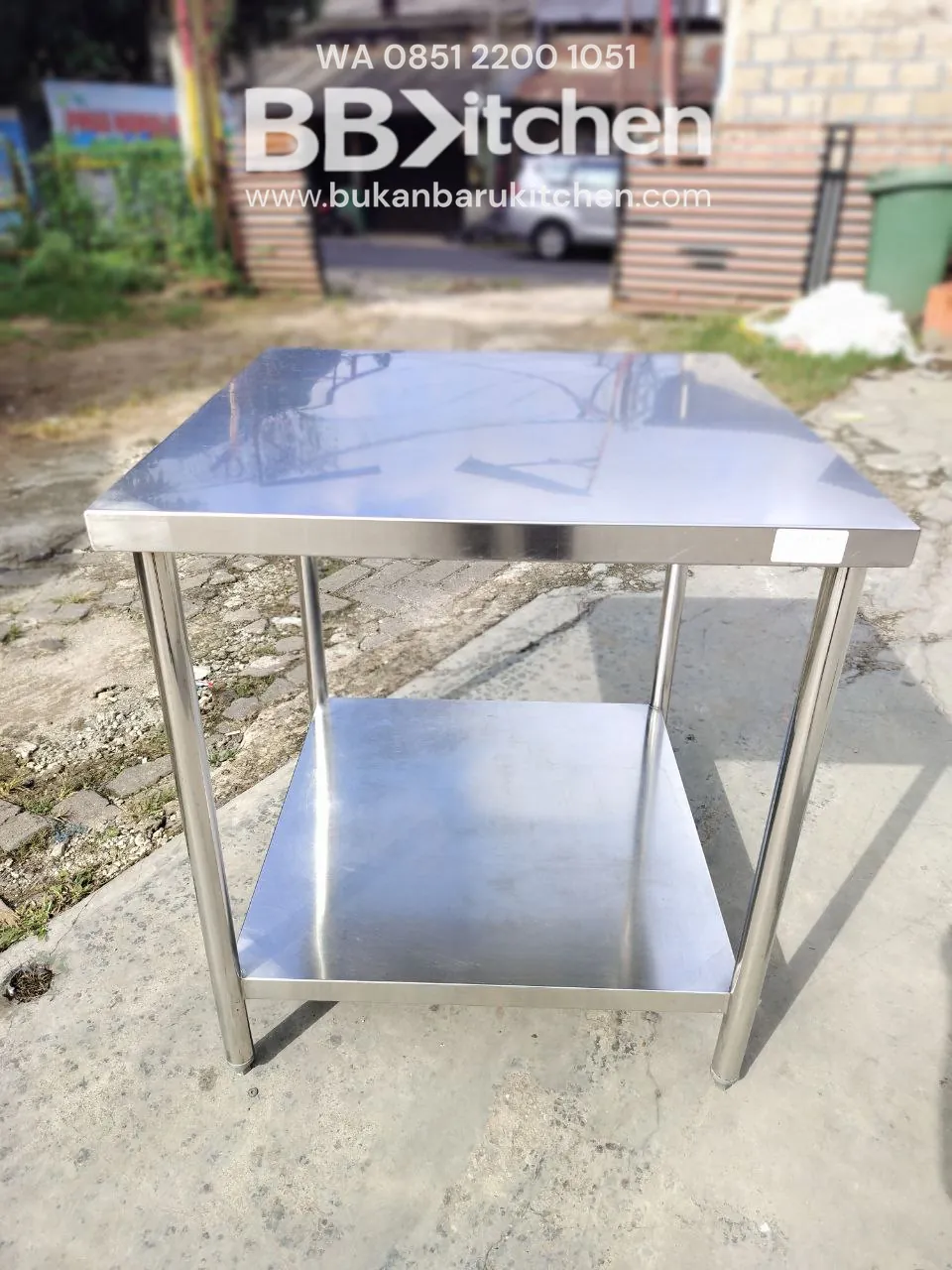 Meja Stainless Steel 2 Susun Ukuran P 75 L 75 T 85