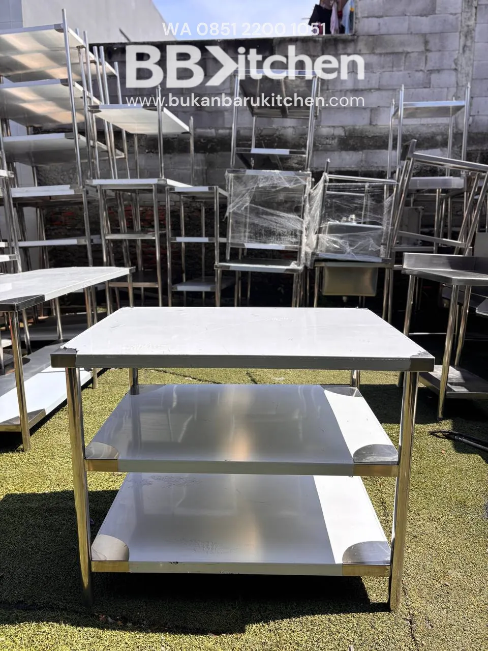 Meja Stainless Steel 3 Susun Ukuran 100x75x85 - Image 3