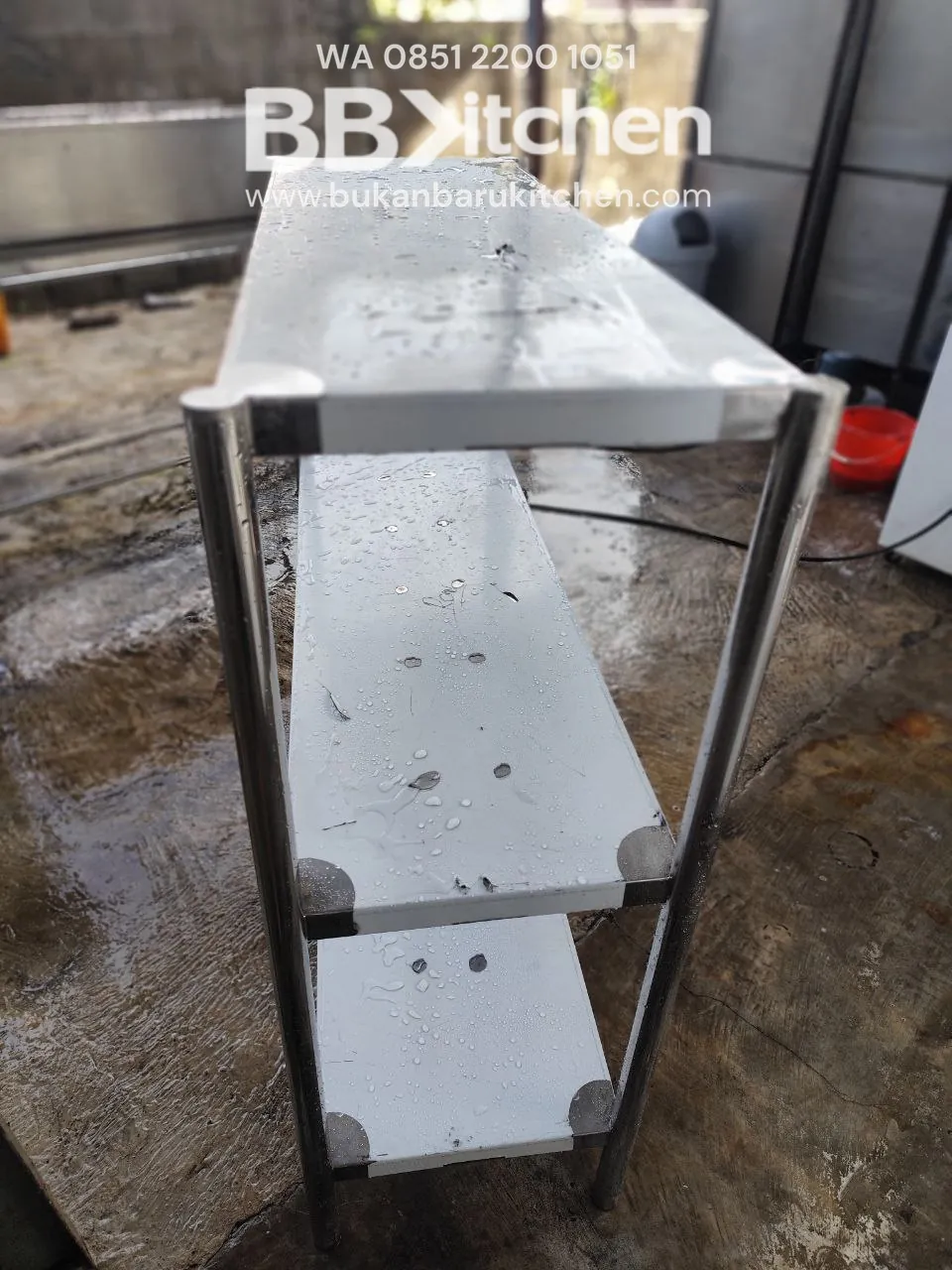 Rak 3 Susun Stainless Steel P 116 cm L 40 cm T 120 cm
