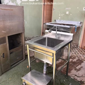 Single Sink Stainless Steel 1 Hole with Faucet and Grease Trap 60x60x85