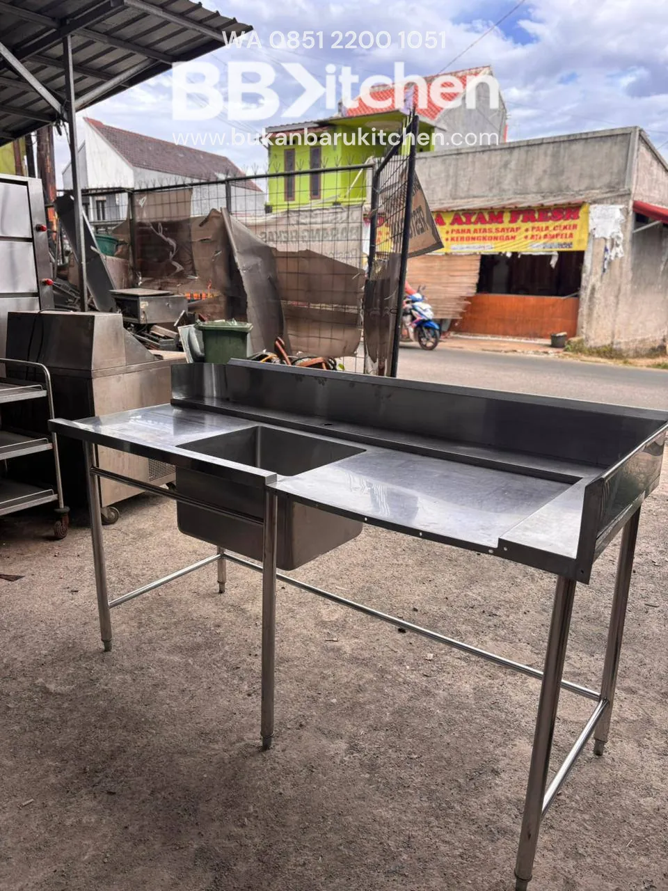 Single Sink Stainless Steel 1 Hole with Right and Left Wing 190x75x85 - Image 2
