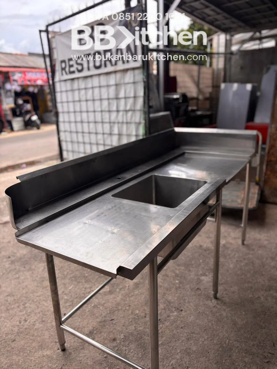 Single Sink Stainless Steel 1 Hole with Right and Left Wing 190x75x85 - Image 3