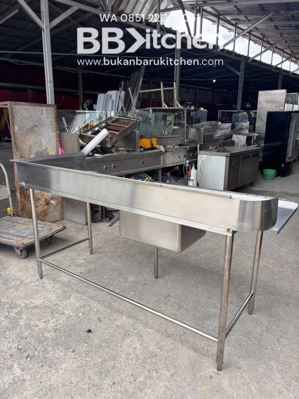 Single Sink Stainless Steel 1 Hole with Right and Left Wing 190x75x85 - Image 4