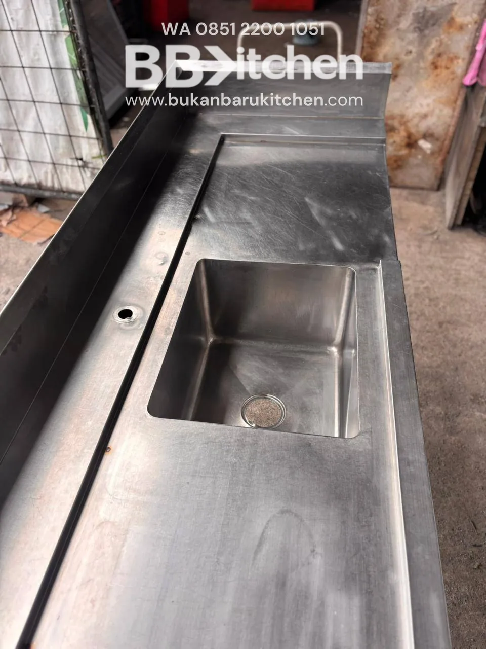Single Sink Stainless Steel 1 Hole with Right and Left Wing 190x75x85 - Image 5