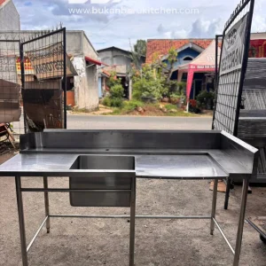 Single Sink Stainless Steel 1 Hole with Right and Left Wing 190x75x85