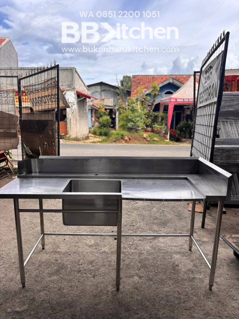 Single Sink Stainless Steel 1 Hole with Right and Left Wing 190x75x85