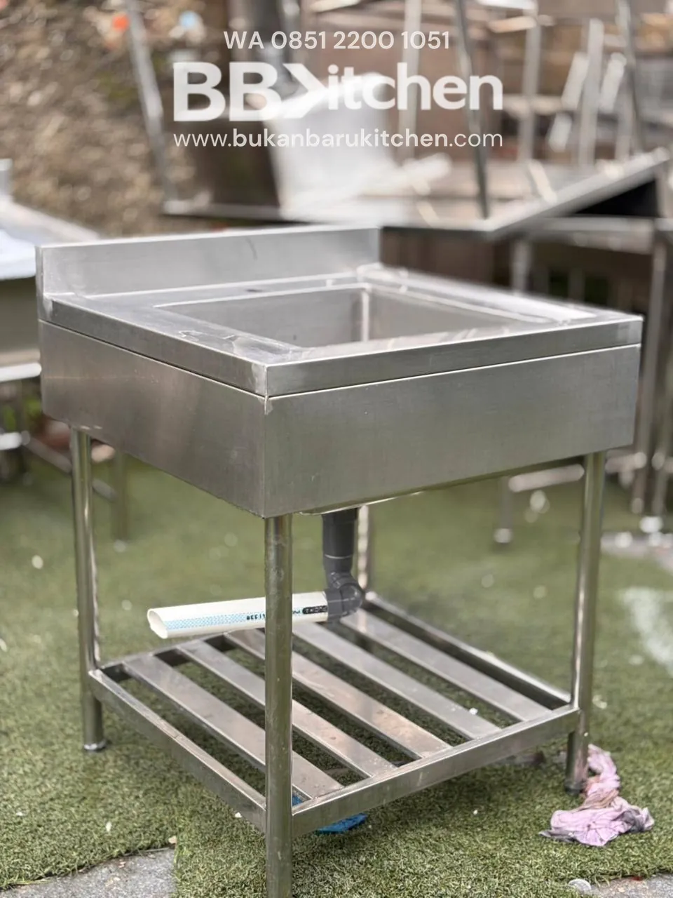 Sink 1 Lubang Undershelf Ukuran 70x70x85