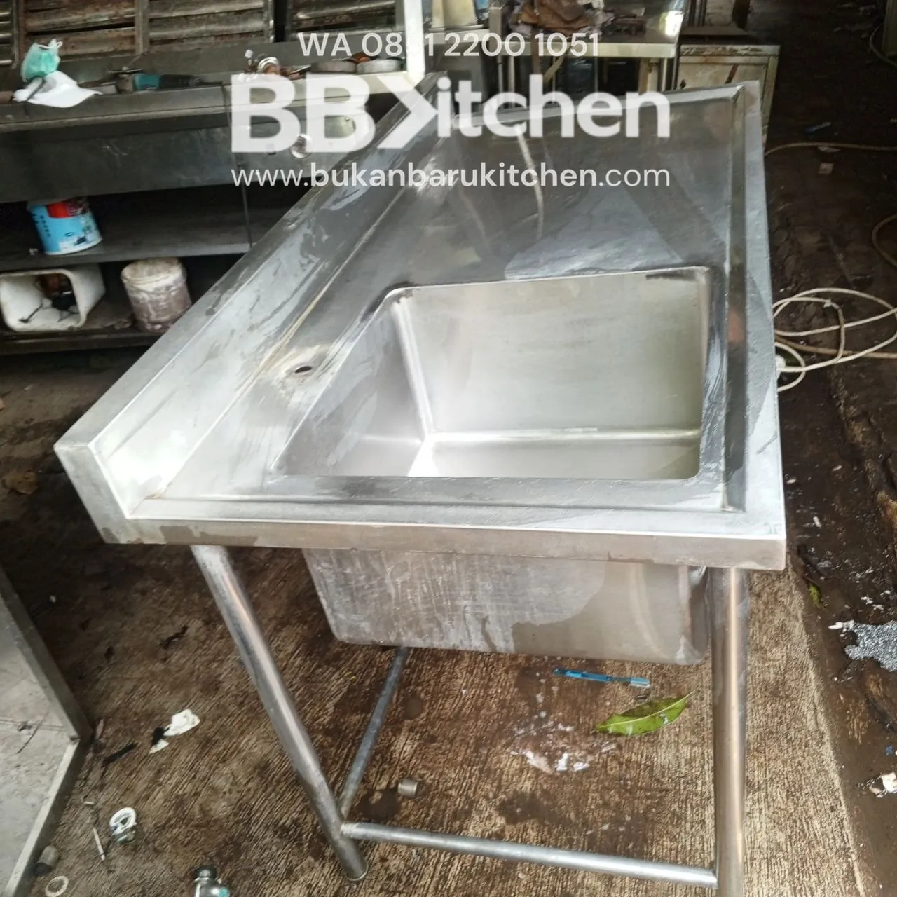 Sink Jumbo Stainless 1 Lobang Sayap Ukuran 150x75x85 - Image 3