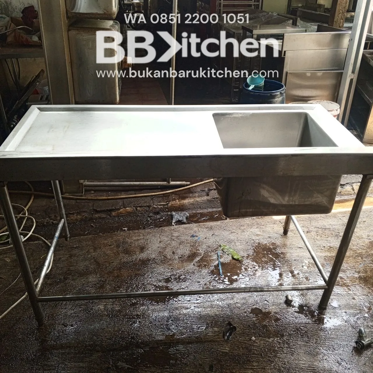 Sink Jumbo Stainless 1 Lobang Sayap Ukuran 150x75x85 - Image 5