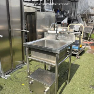 Sink Stainless Steel 1 Lubang 60x60x85 dengan Kran dan Grease Trap