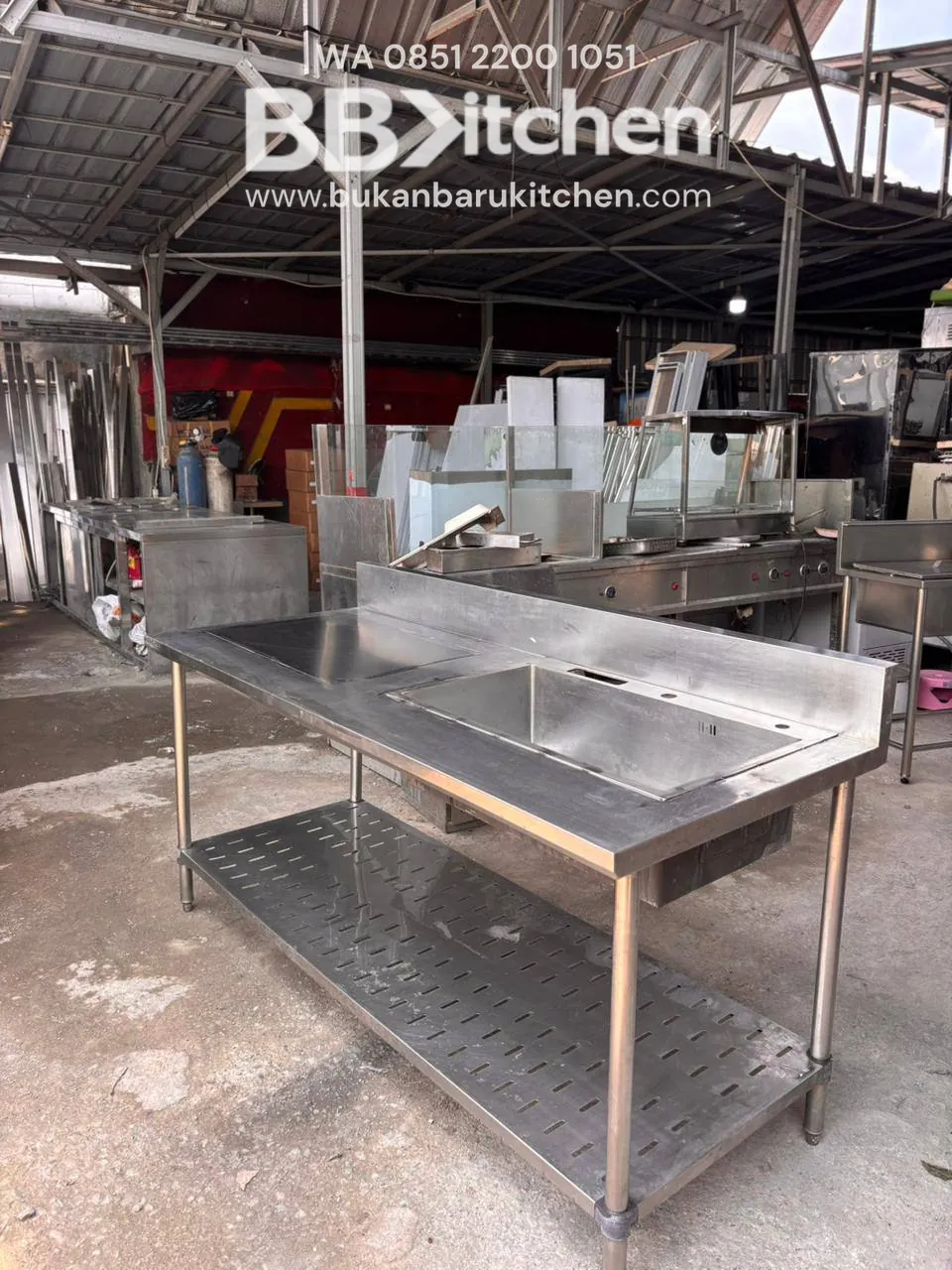 Sink Stainless Steel 1 Lubang dengan Sayap Kiri 2 Susun Ukuran 180x75x85 - Image 2