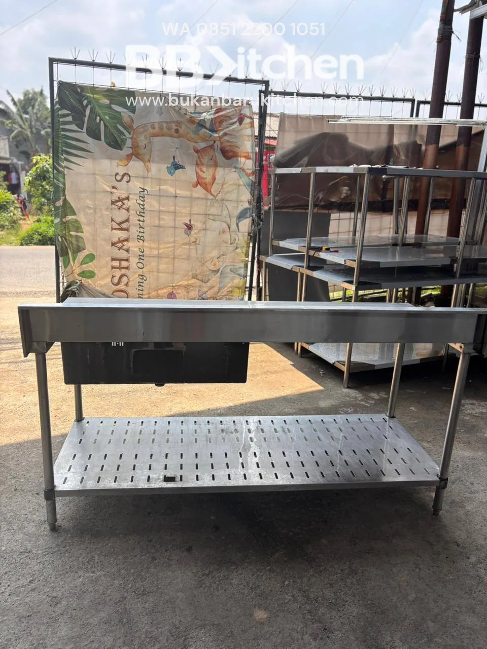 Sink Stainless Steel 1 Lubang dengan Sayap Kiri 2 Susun Ukuran 180x75x85 - Image 4