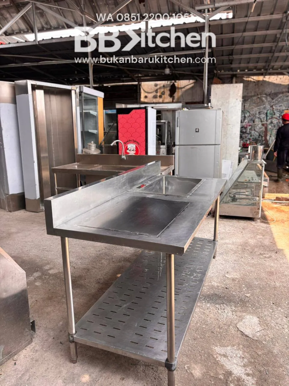 Sink Stainless Steel 1 Lubang dengan Sayap Kiri 2 Susun Ukuran 180x75x85 - Image 5