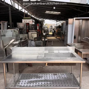 Sink Stainless Steel 1 Lubang dengan Sayap Kiri 2 Susun Ukuran 180x75x85