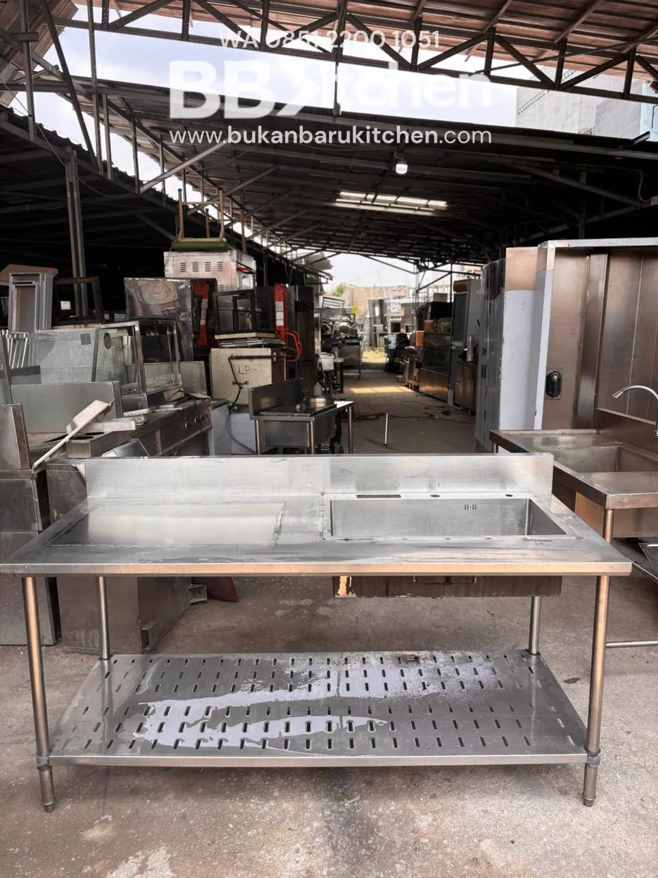 Sink Stainless Steel 1 Lubang dengan Sayap Kiri 2 Susun Ukuran 180x75x85