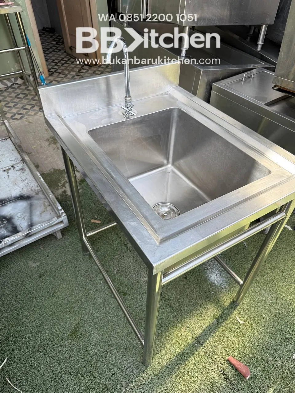 Sink Stainless Steel 1 Lubang Ukuran 60x75x85 - Image 3