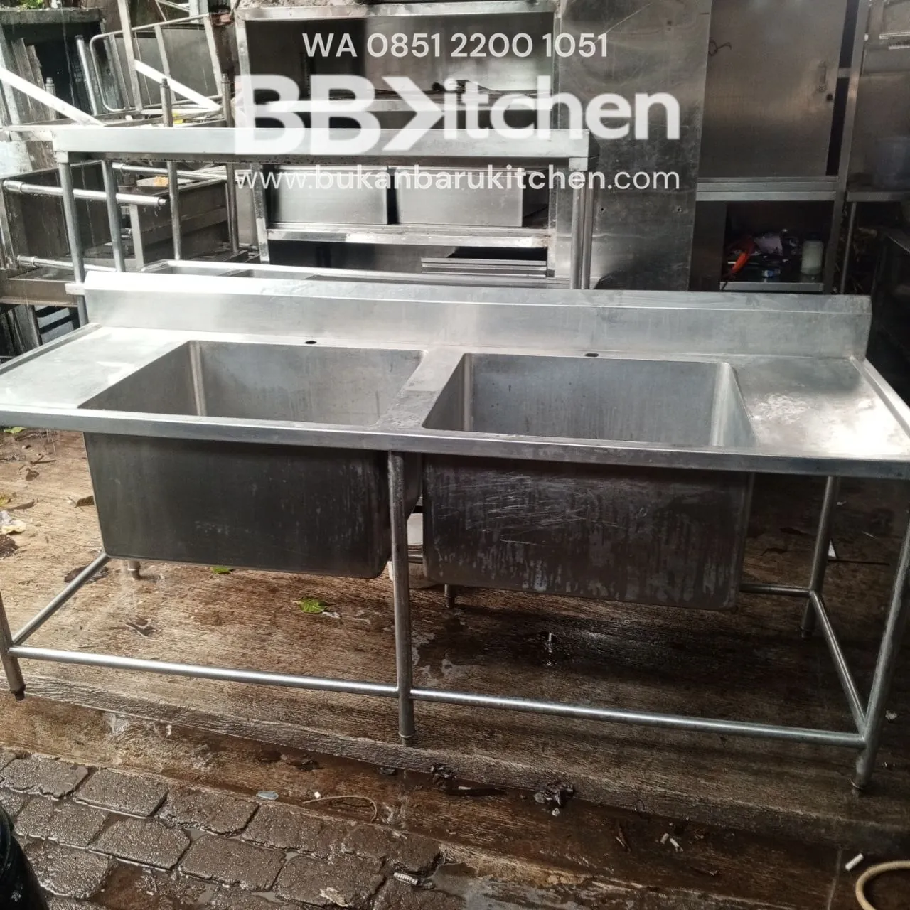 Sink Stainless Steel 2 Lobang Ukuran 220x75x85 - Image 2