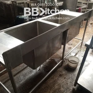 Sink Stainless Steel 2 Lobang Ukuran 220x75x85