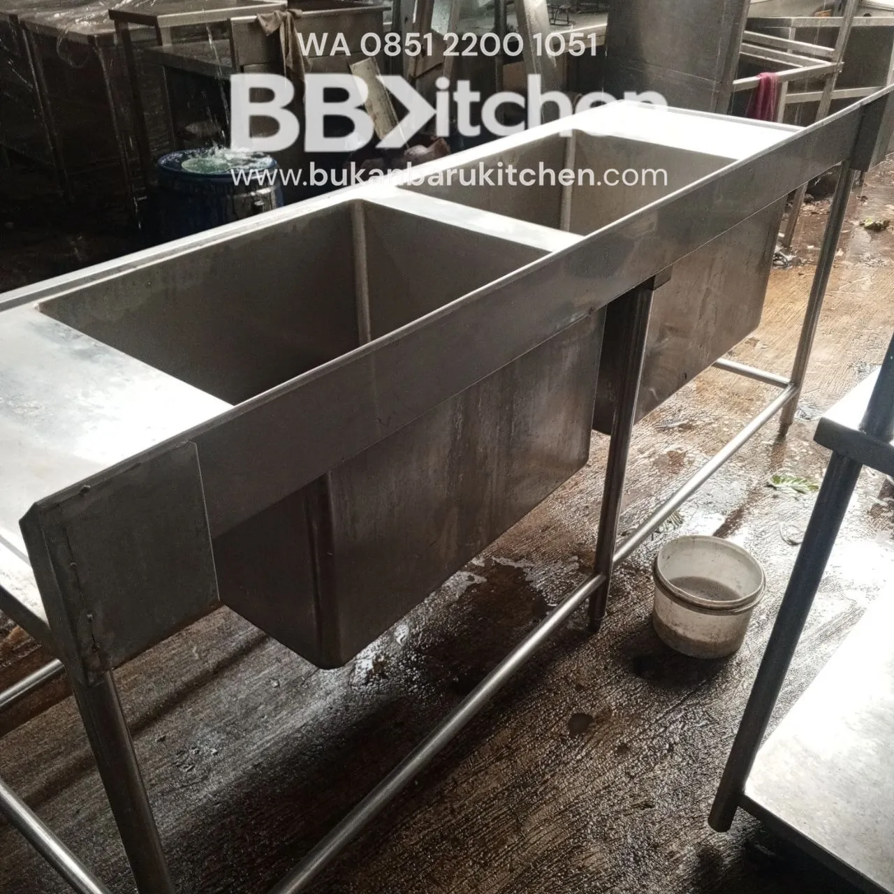 Sink Stainless Steel 2 Lobang Ukuran 220x75x85