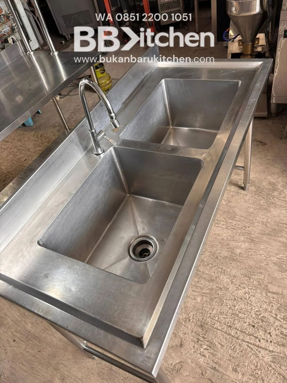 Sink Stainless Steel 2 Lubang Ukuran 140x60x85 - Image 2