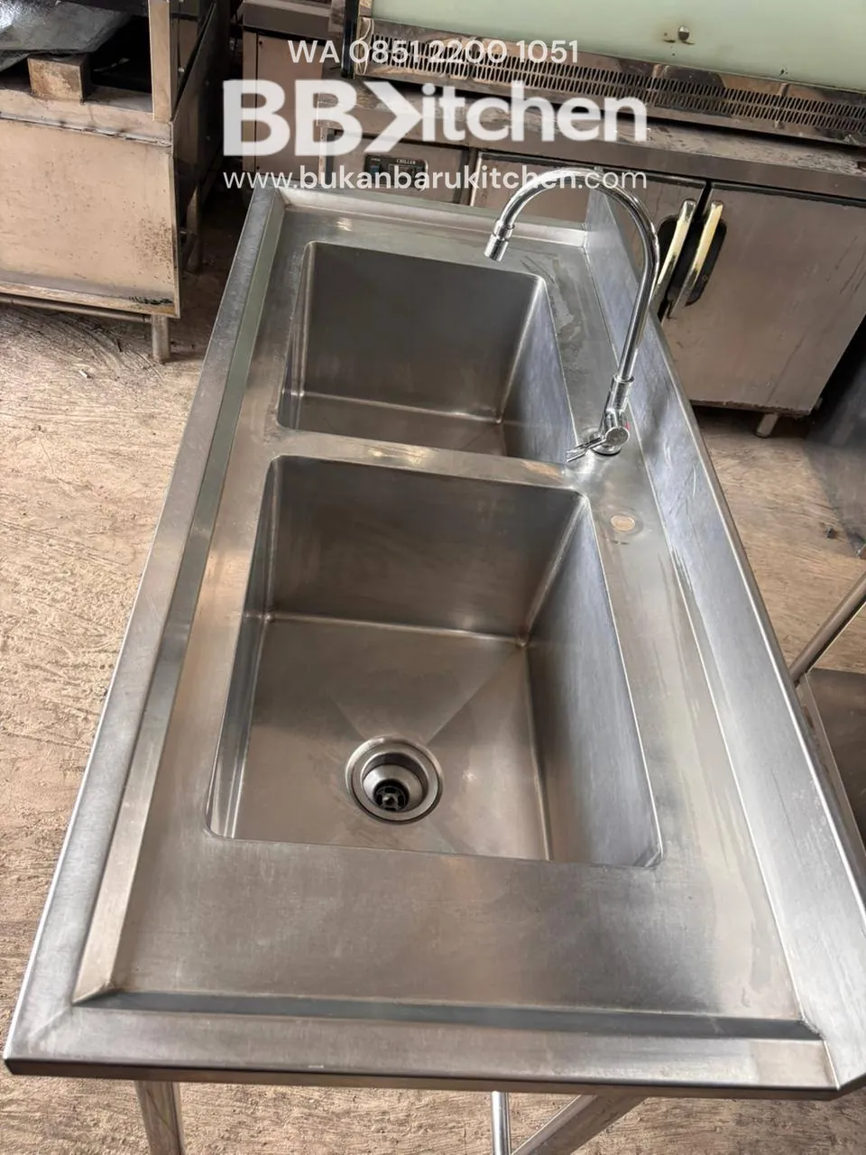 Sink Stainless Steel 2 Lubang Ukuran 140x60x85 - Image 3
