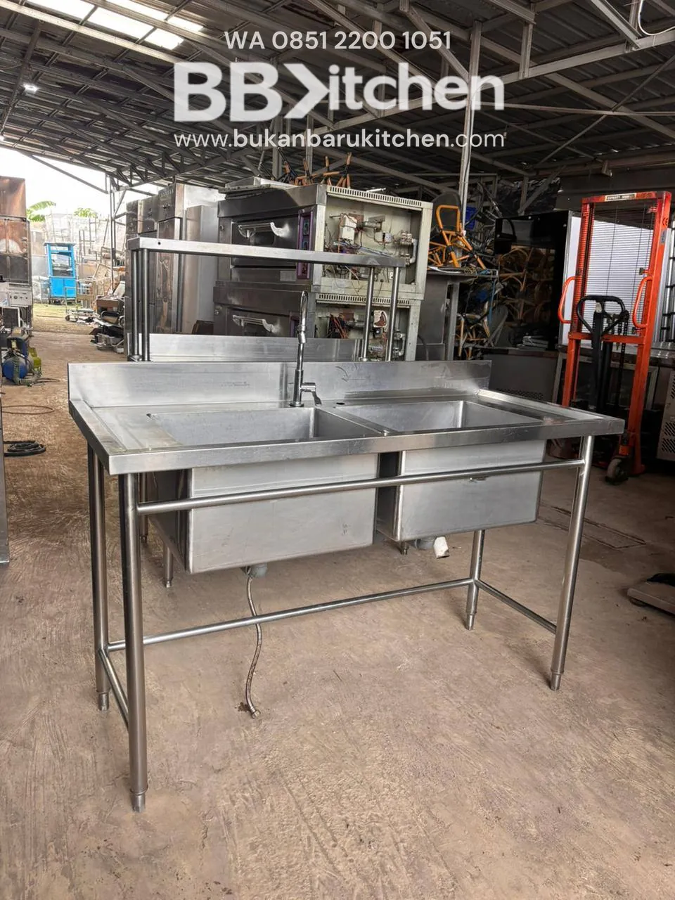 Sink Stainless Steel 2 Lubang Ukuran 140x60x85 - Image 4