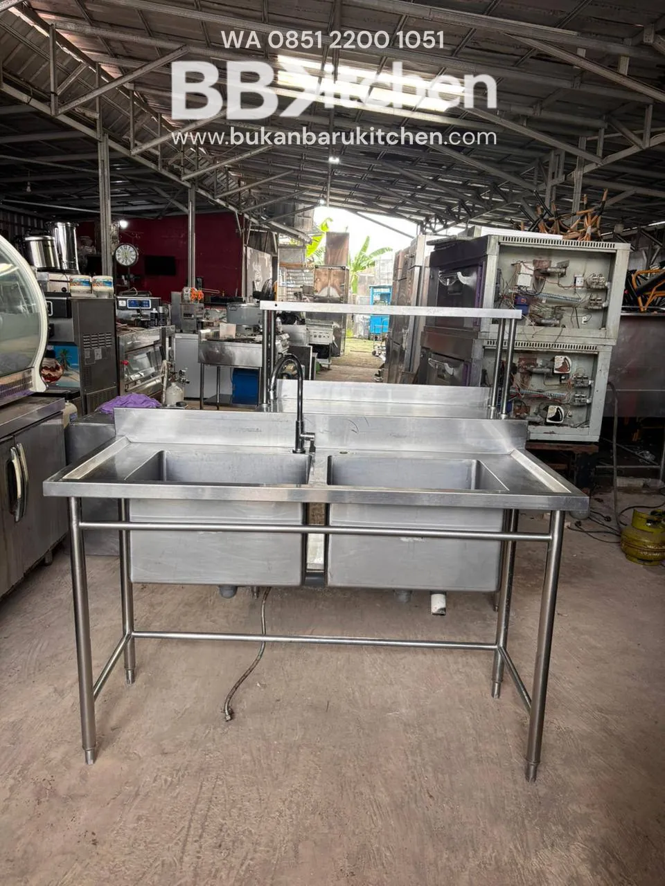 Sink Stainless Steel 2 Lubang Ukuran 140x60x85
