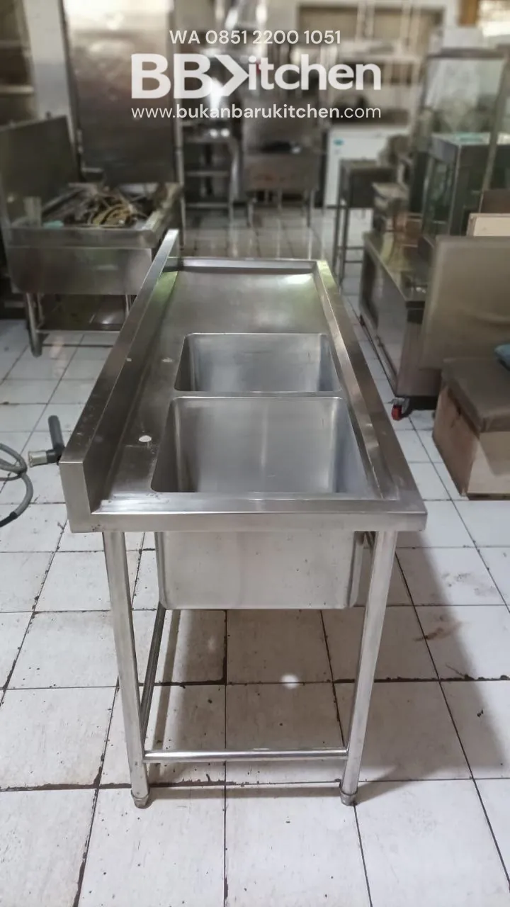 Double Sink Stainless Steel Sayap Kanan 170x60x85 - Image 2