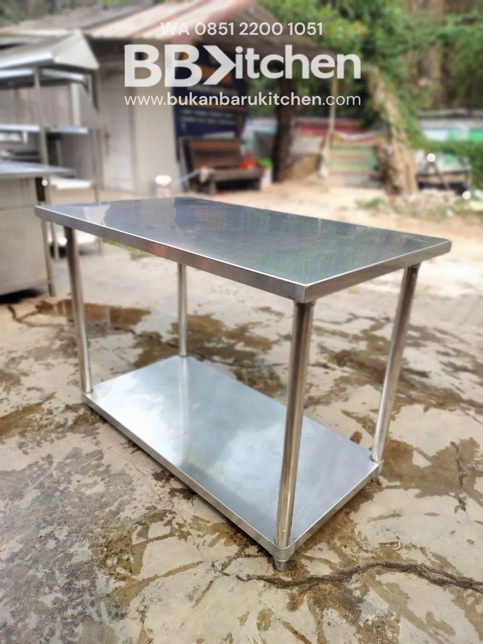Meja 2 Susun Knock Down Stainless Steel Ukuran P 120 L 70 T 85 - Image 3
