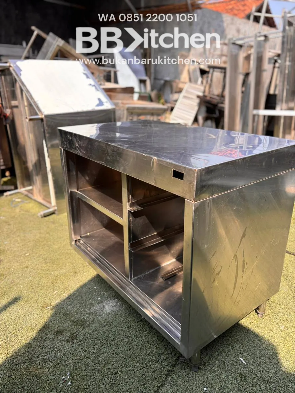 Meja Kabinet Stainless Tanpa Pintu 100x60x85 - Image 3