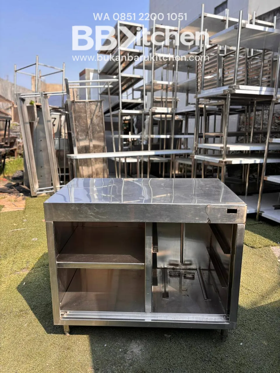 Meja Kabinet Stainless Tanpa Pintu 100x60x85