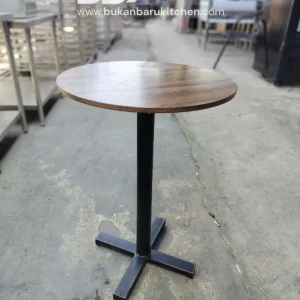 Meja Kafee Kayu Multiplek Kaki Besi Diameter 50 cm Tinggi 75 cm