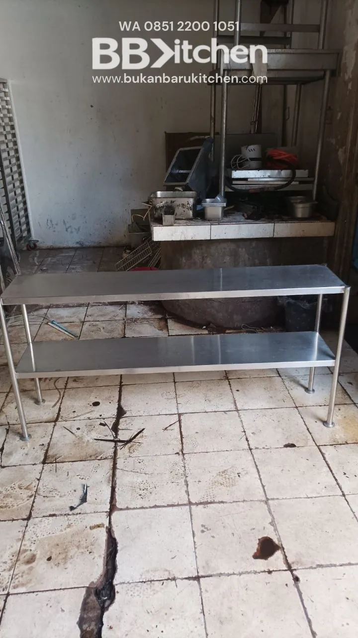 Meja Stainless 2 Susun Ukuran 145x30x70 BBKitchen