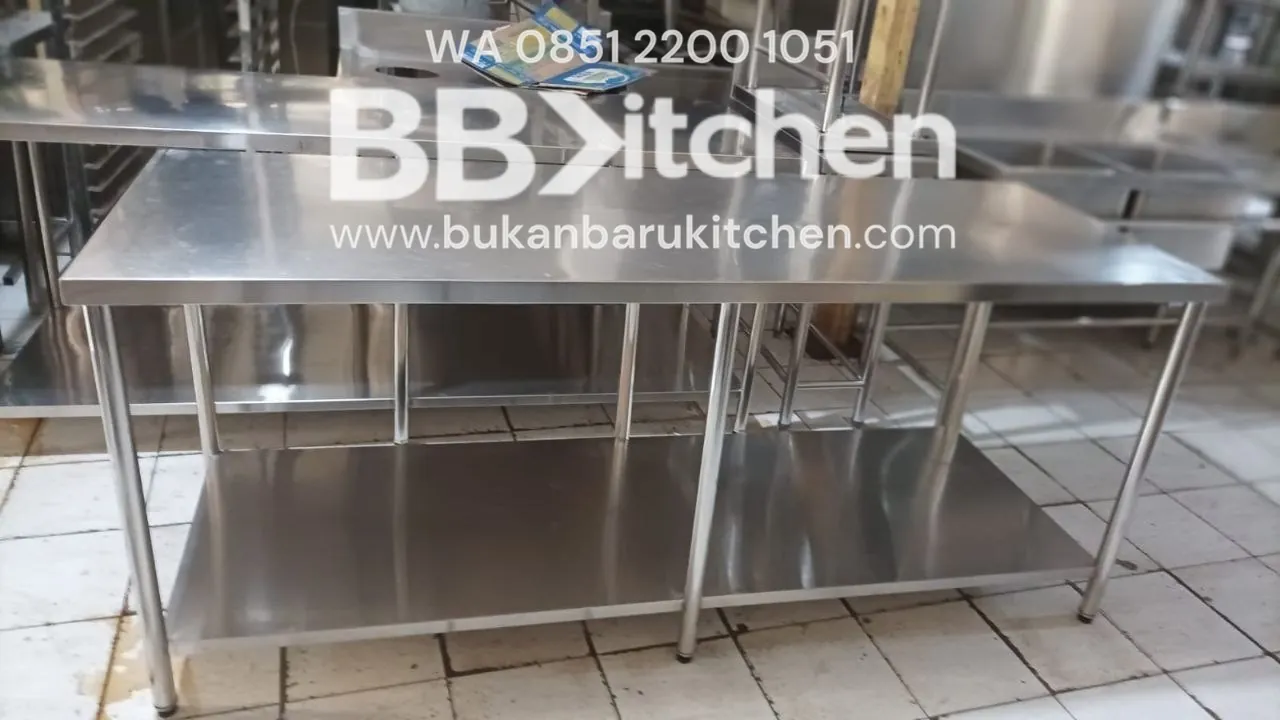 Meja Stainless 2 Susun Ukuran 200x70x85