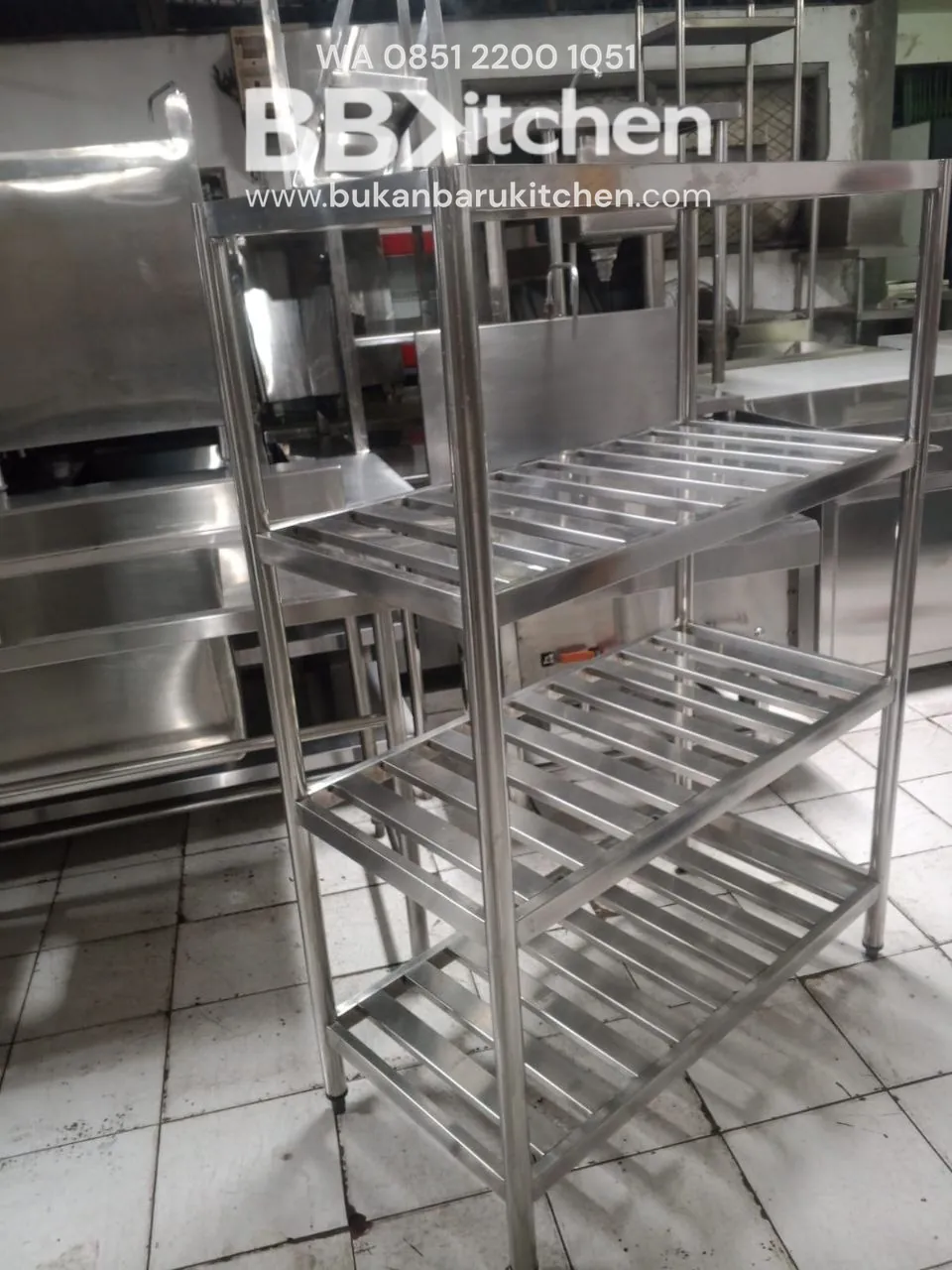 Rak Stainless 4 Susun Model Tirisan 100x50x145 - Image 4
