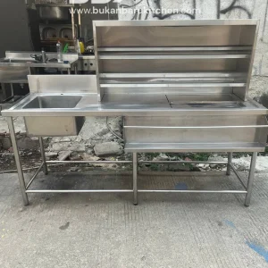 Sink Ice Bean Uppershelf 190x60x85 dengan Sink 40x40x23 dan Uppershelf 120x30x60